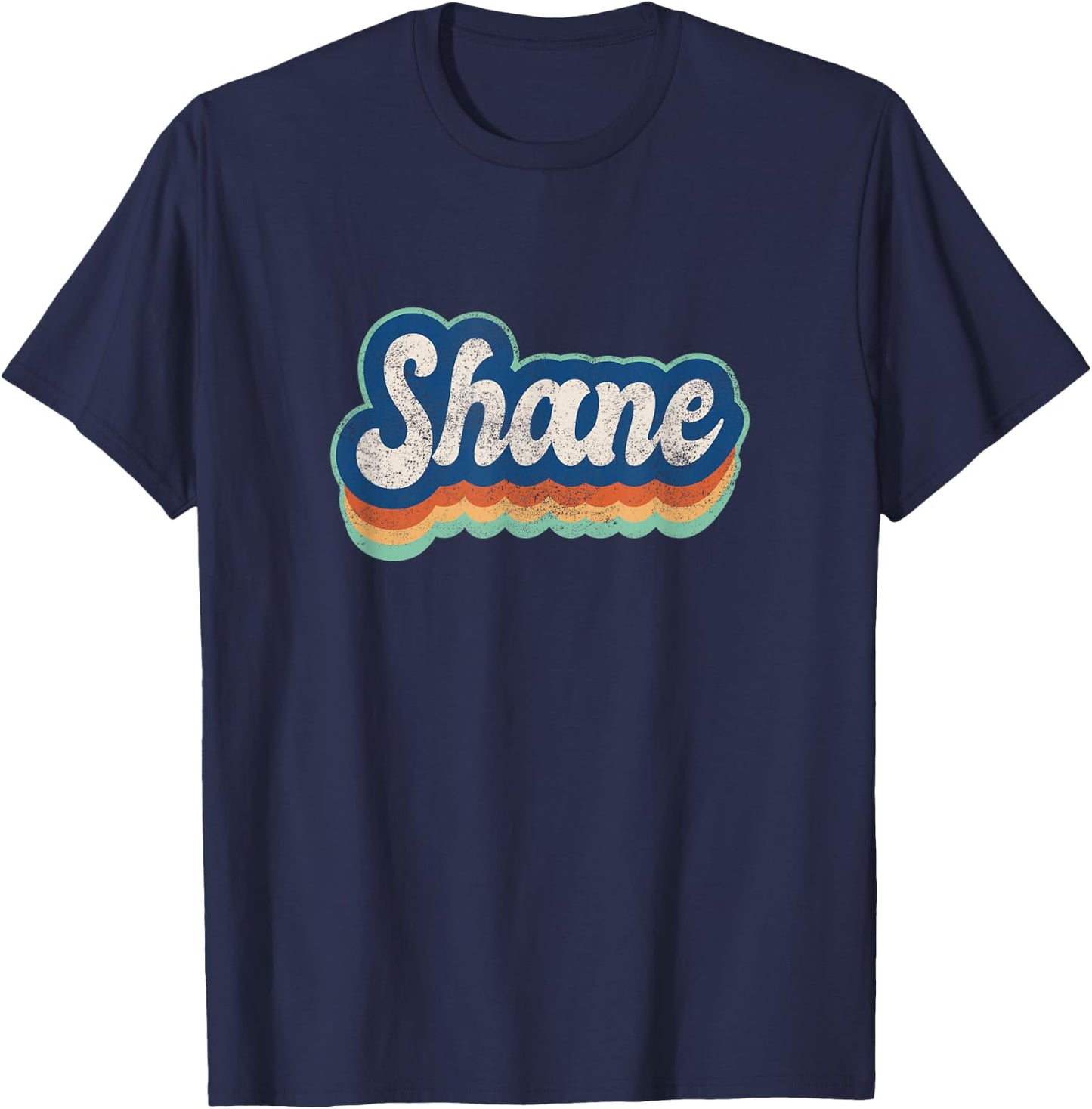 Shane First Name Boy Vintage Style 70s 80s Personalized T-Shirt - T-Shirt | Navy