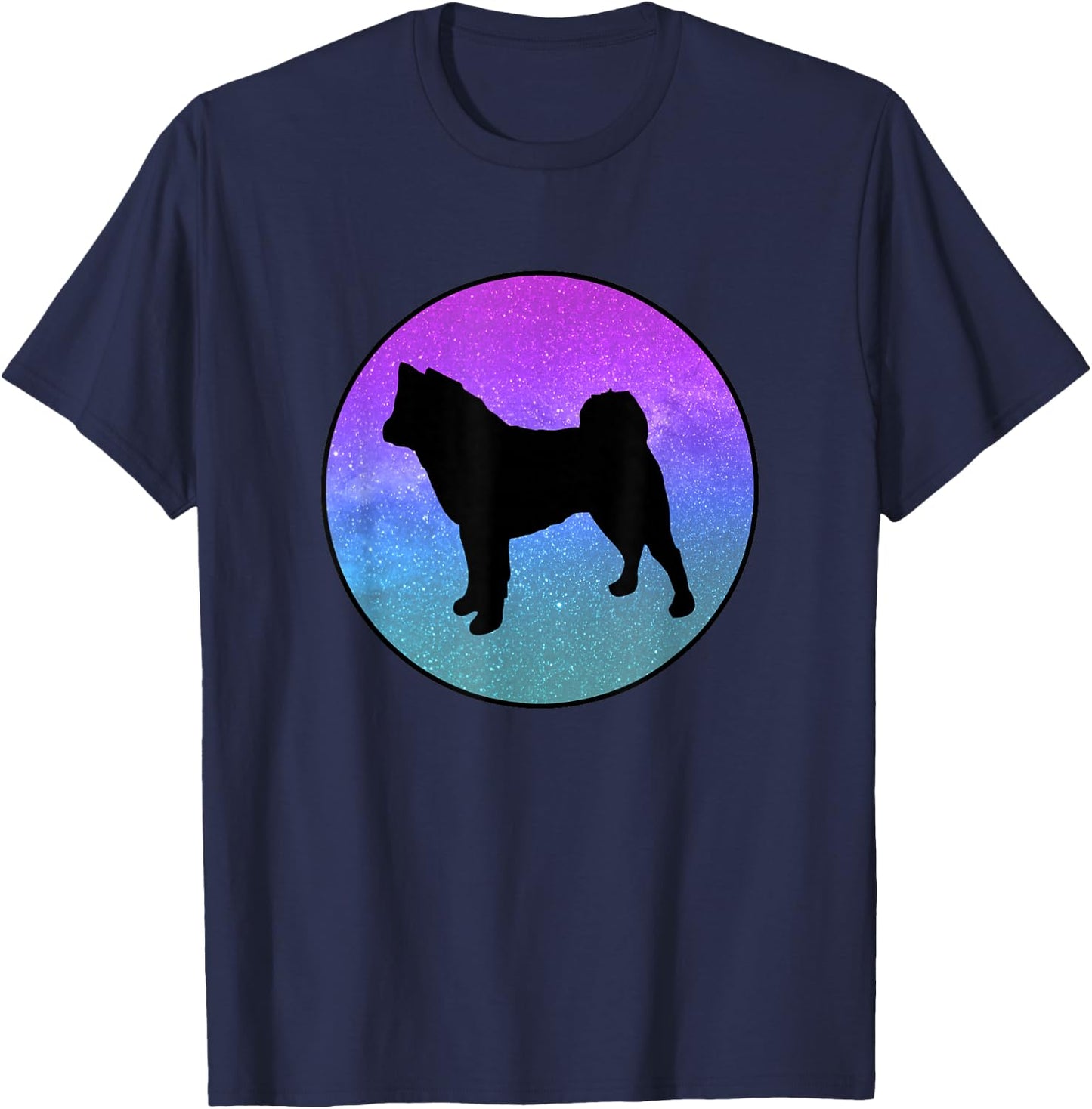 Dog Breed American Akita Dog Silhouette Space Galaxy T-Shirt - T-Shirt | Navy