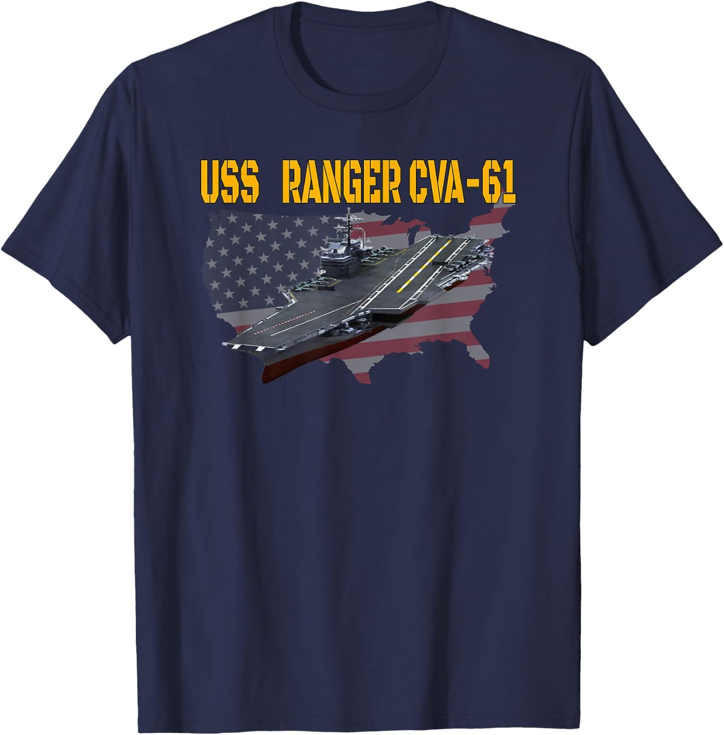 Aircraft Carrier USS Ranger CVA-61 Veterans Day Father's Day T-Shirt - T-Shirt | Navy