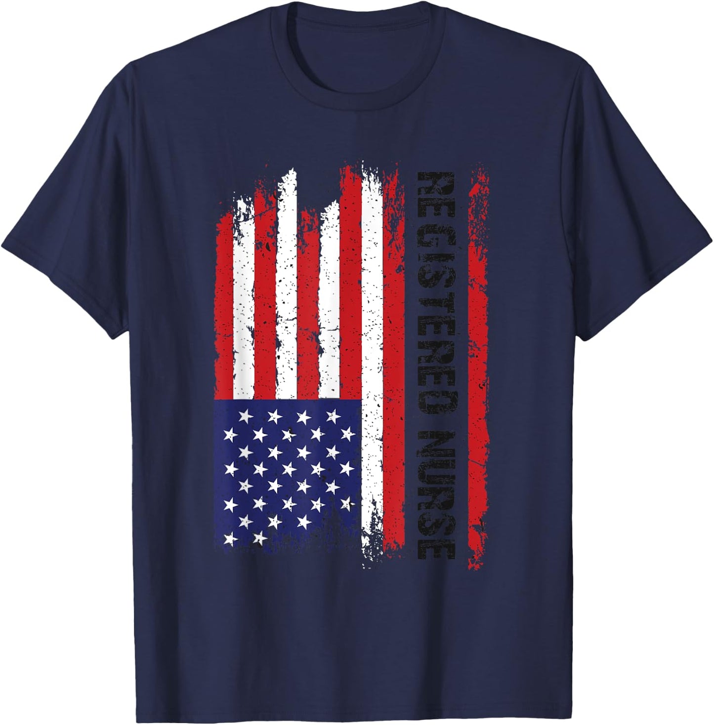 Vintage USA RN Registered Nurse American Flag Patriotic Women Men T-Shirt - T-Shirt | Navy