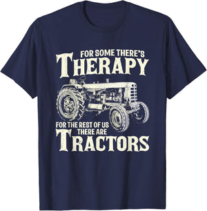 Funny Tractor Farmer Therapy Vintage Farm Tractor Farming T-Shirt - T-Shirt | Navy