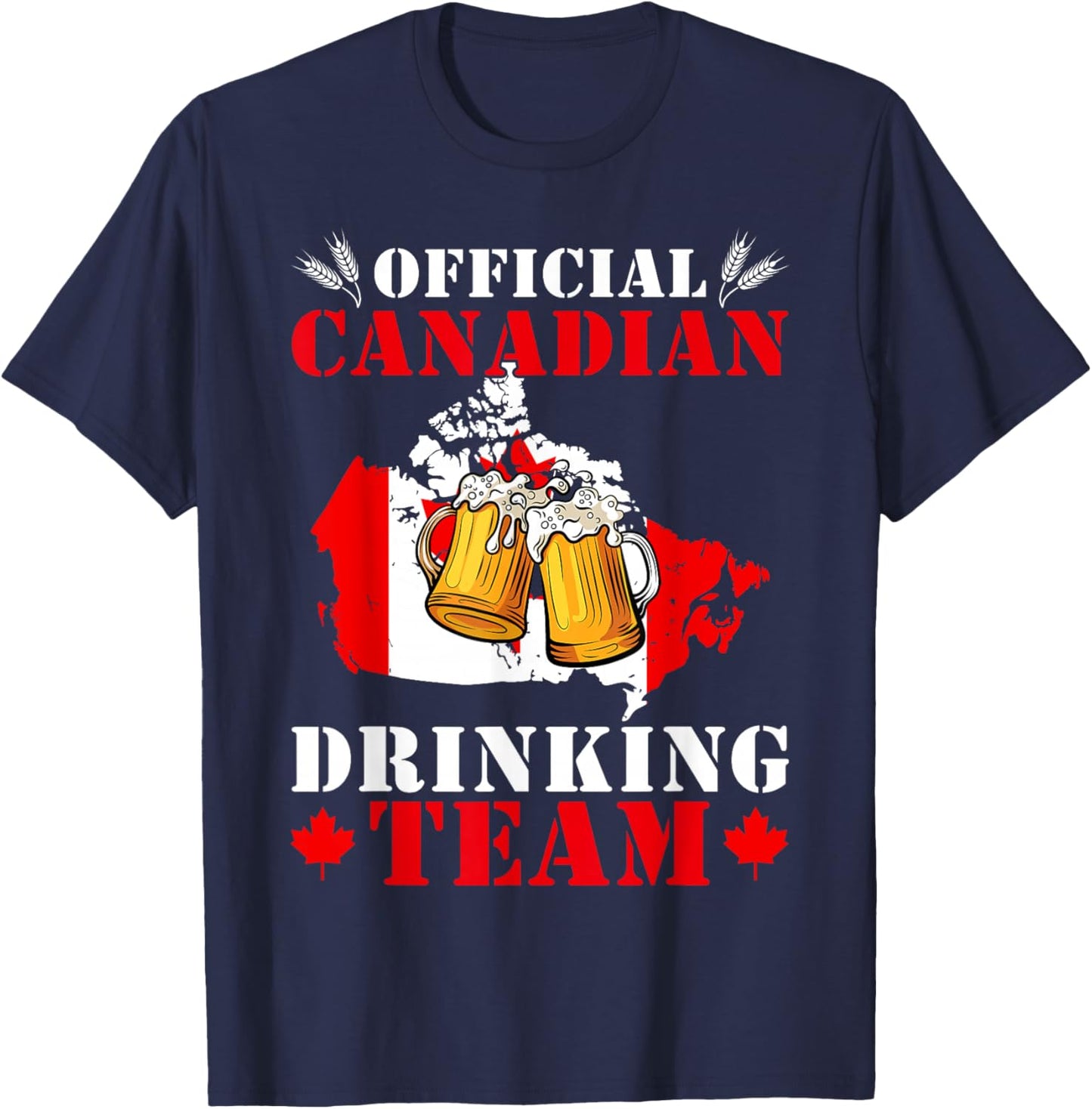 Official Canadian Drinking Team & Maple Leaf Patriotic Men T-Shirt - T-Shirt | Navy