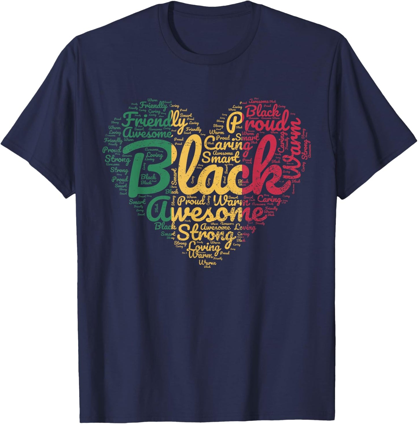 Valentines Day Juneteenth Black History Month Proud Heart T-Shirt - T-Shirt | Navy