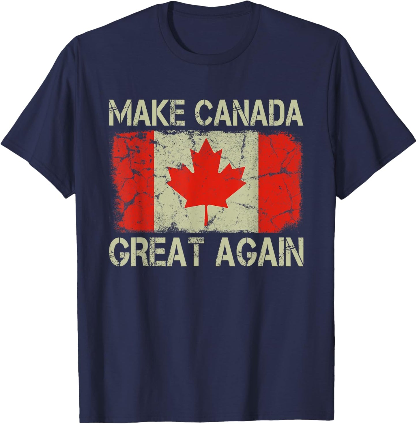 Vintage Canadian Flag Make Canada Great Again T-Shirt - T-Shirt | Navy