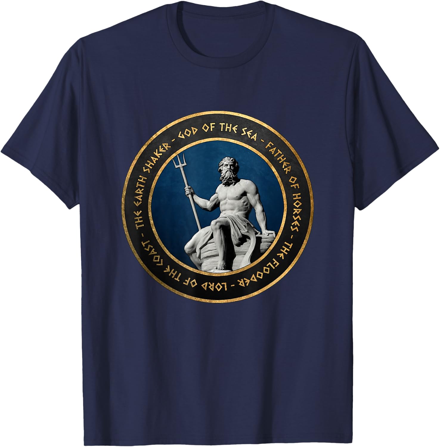 Poseidon Ancient Greek God T-Shirt - T-Shirt | Navy