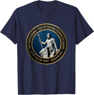 Poseidon Ancient Greek God T-Shirt - T-Shirt | Navy