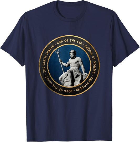 Poseidon Ancient Greek God T-Shirt - T-Shirt | Navy