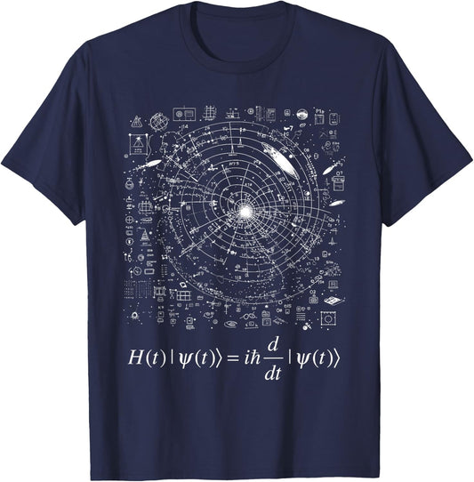Schrödinger Equation Quantum Mechanics Theoretical Physics T-Shirt - T-Shirt | Navy