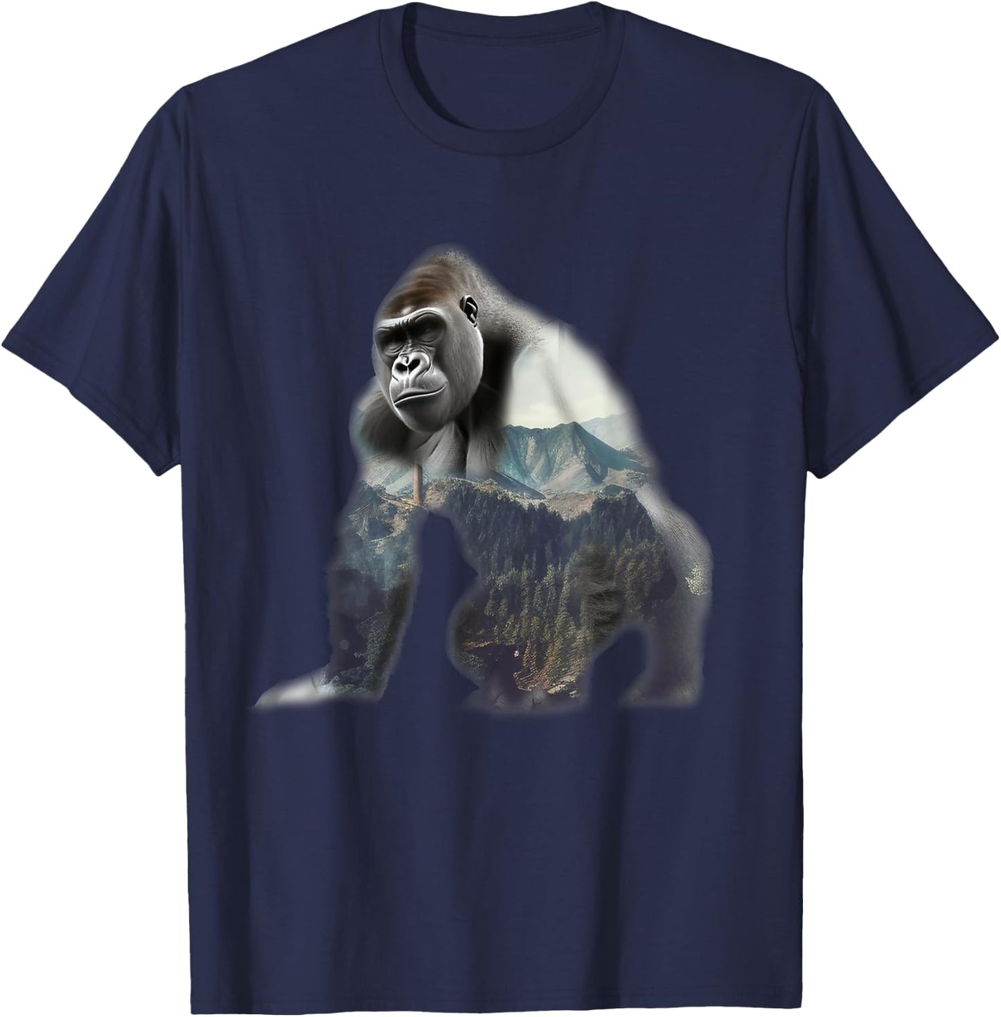 Gorilla Ape Silverback Primate Nature Jungle T-Shirt - T-Shirt | Navy