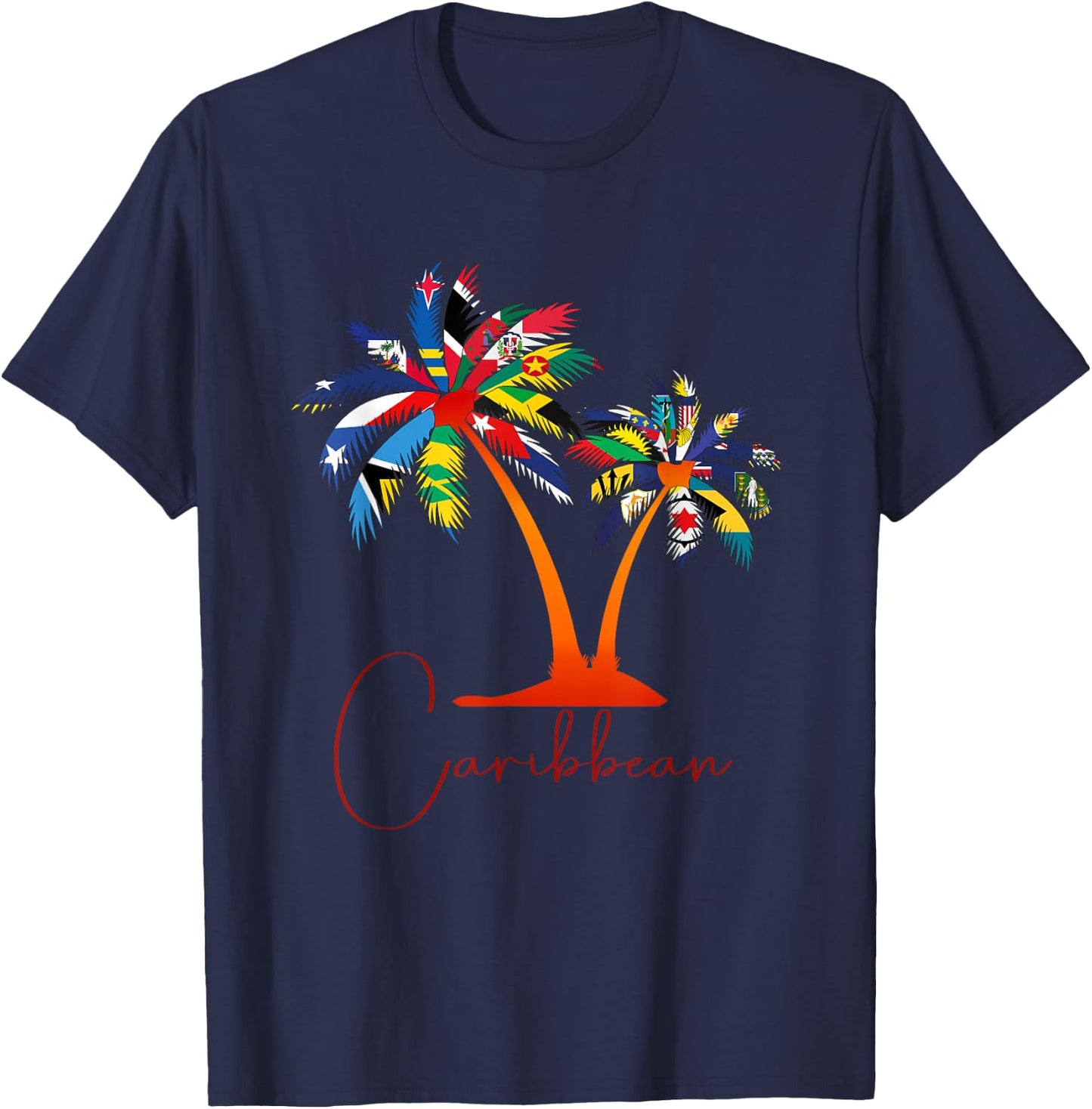 Caribbean Islands Flags, Caribbean Sea Tour T-Shirt - T-Shirt | Navy