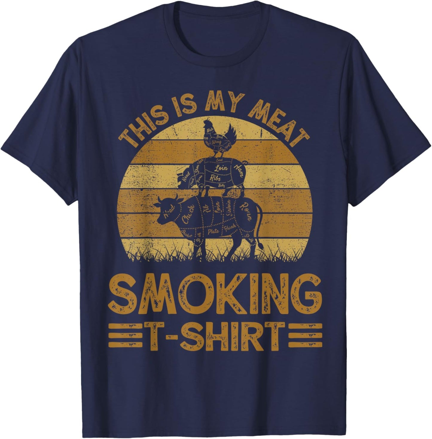 Funny This is My Meat Smoking BBQ Dad Barbeque Gift T-Shirt - T-Shirt | Navy