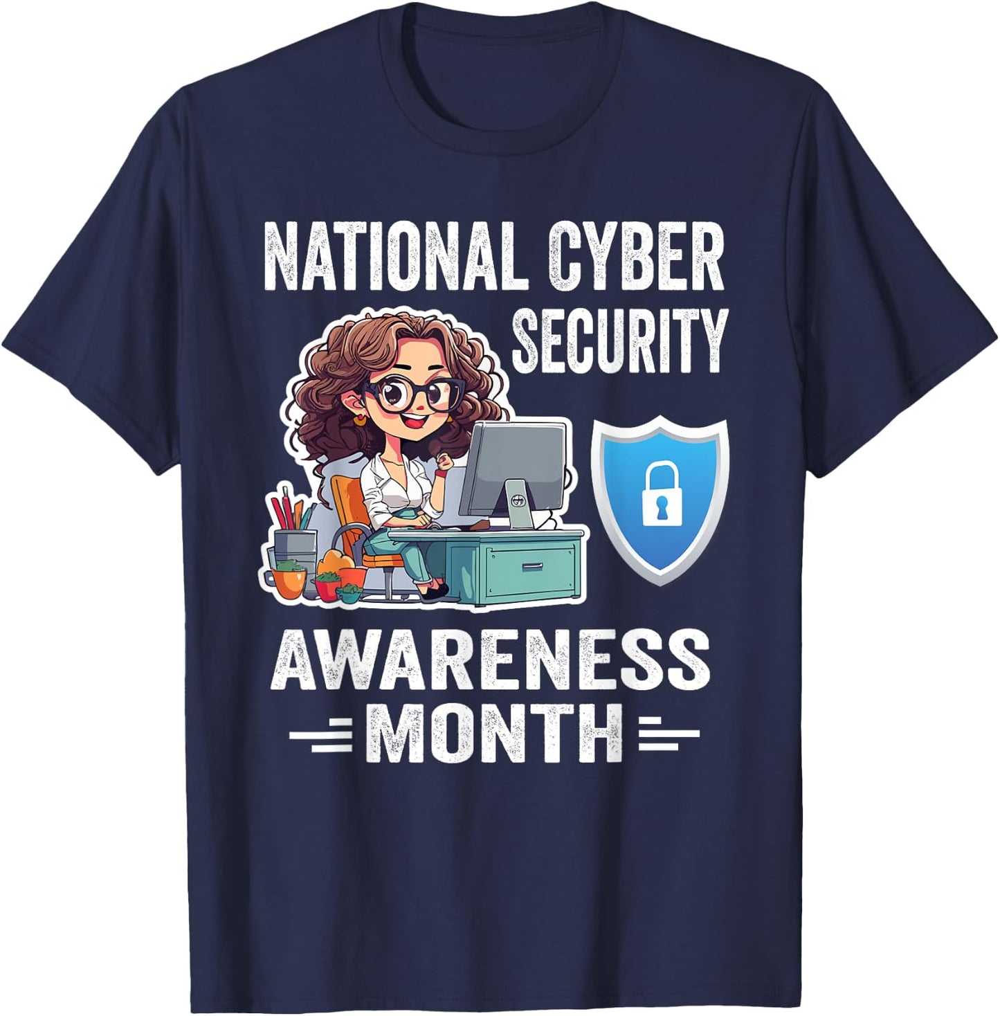 National Cyber Security Awareness Month Tech Security Team T-Shirt - T-Shirt | Navy