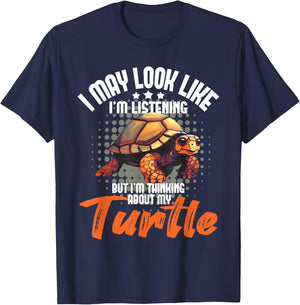 I'm Thinking About My Turtle - Beach Nature Wildlife Lover T-Shirt - T-Shirt | Navy