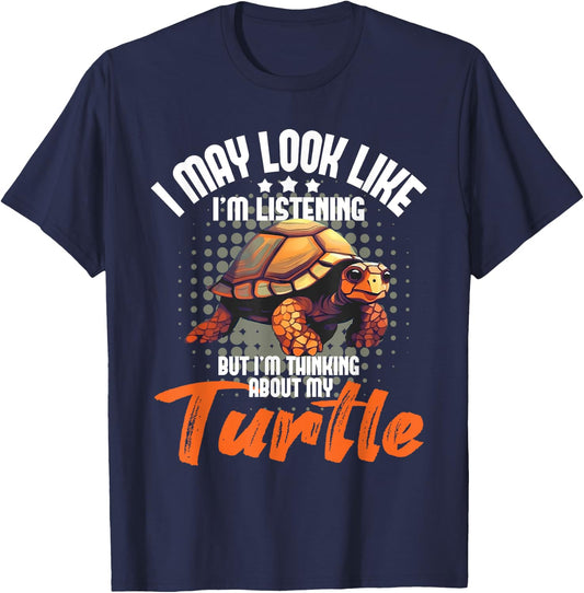 I'm Thinking About My Turtle - Beach Nature Wildlife Lover T-Shirt - T-Shirt | Navy