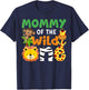 Mommy of the Wild One Zoo Theme Bday Safari Jungle Animals T-Shirt - T-Shirt | Navy
