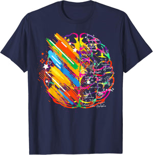 Colorful Brain Art Teacher Artist Painter Student T-Shirt - T-Shirt | Navy