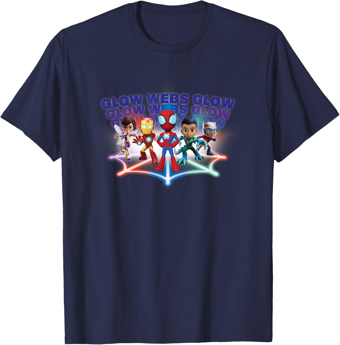 Marvel Spidey and His Amazing Friends Avengers Glow Webs T-Shirt - T-Shirt | Navy