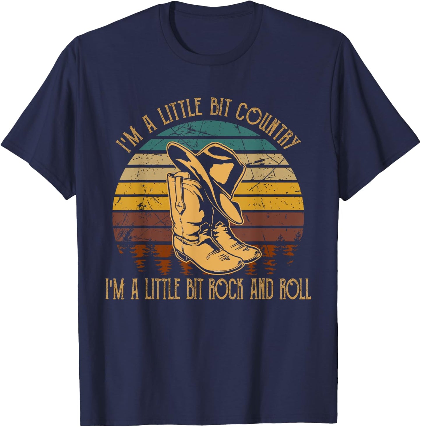 I'm A Little Bit Country, I'm A Little Bit Rock And Roll T-Shirt - T-Shirt | Navy