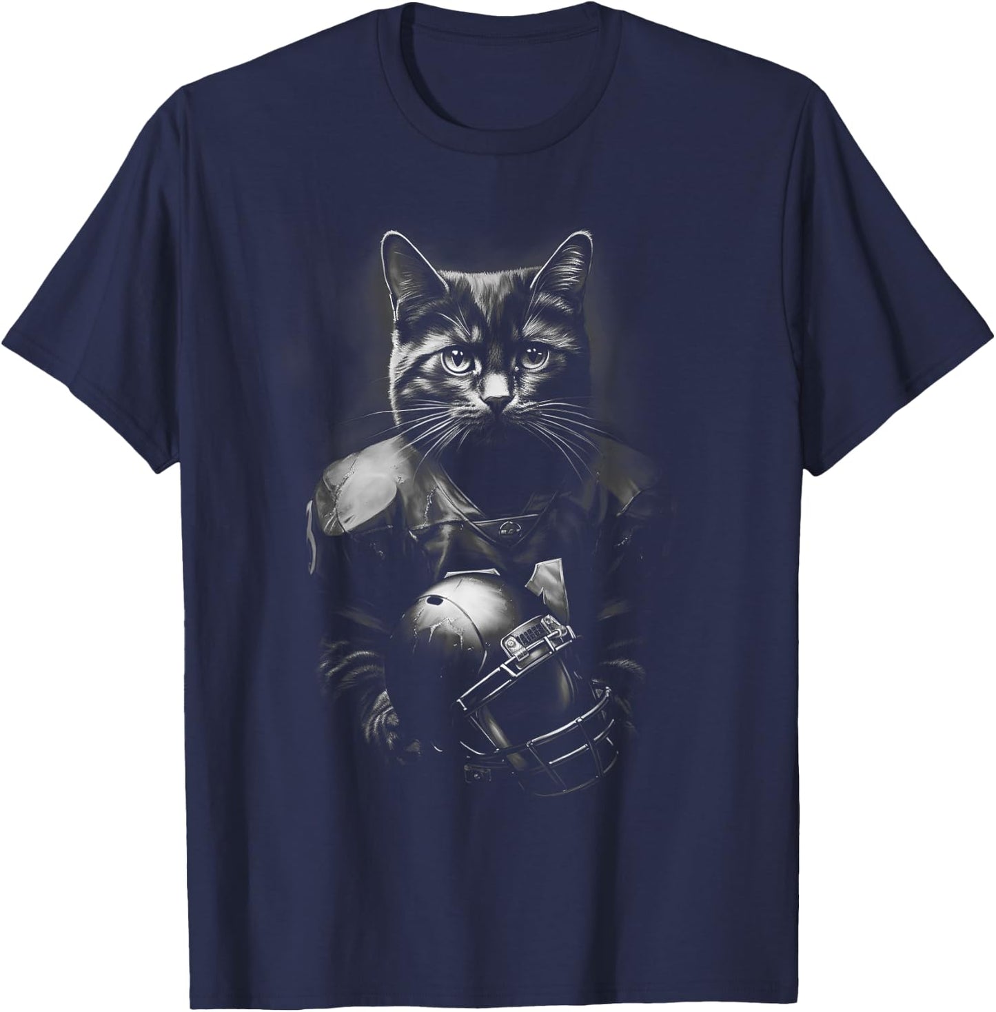Cool Cat Football Season Funny Football Accessories Cat T-Shirt - T-Shirt | Navy