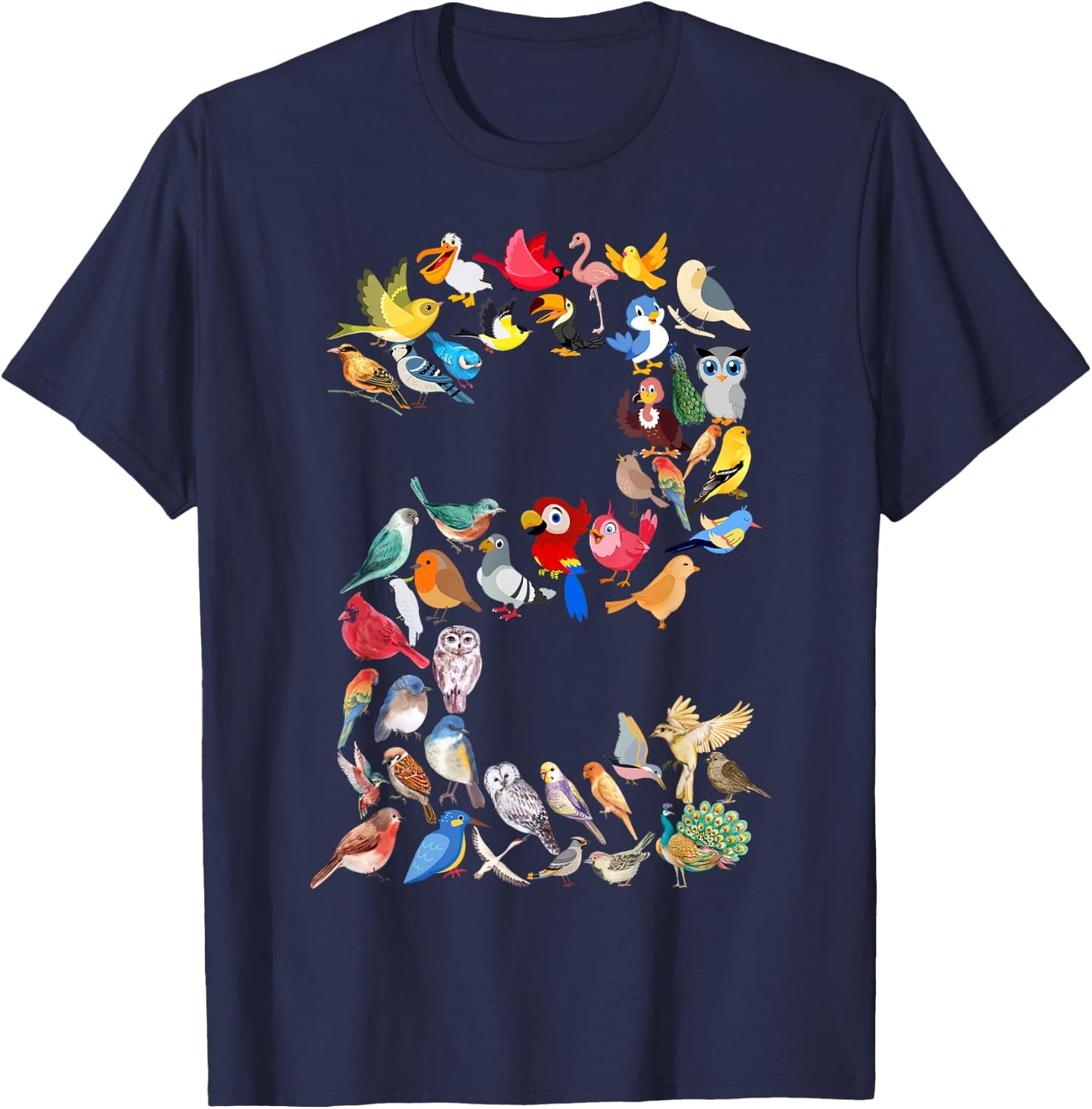 Toddler 2nd Birthday Birds Themed 2 Year Old Kids Bird Lover T-Shirt - T-Shirt | Navy