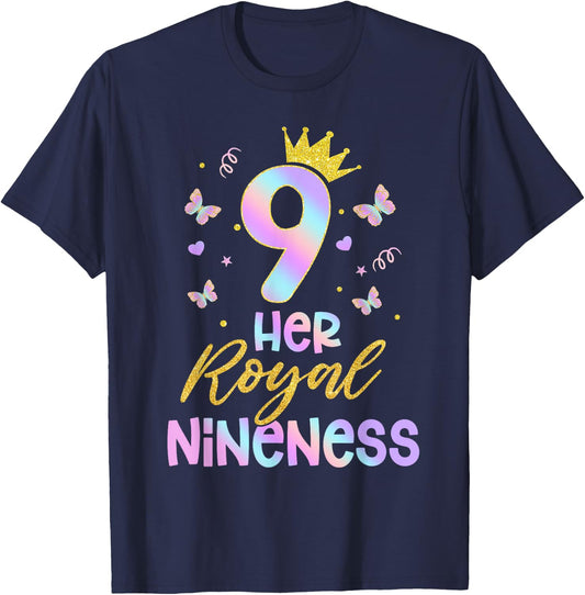Her Royal Nineness Birthday Decorations 9th Birthday Girl T-Shirt - T-Shirt | Navy