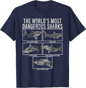 The world's most dangerous sharks vintage Shark Lover Ocean T-Shirt - T-Shirt | Navy