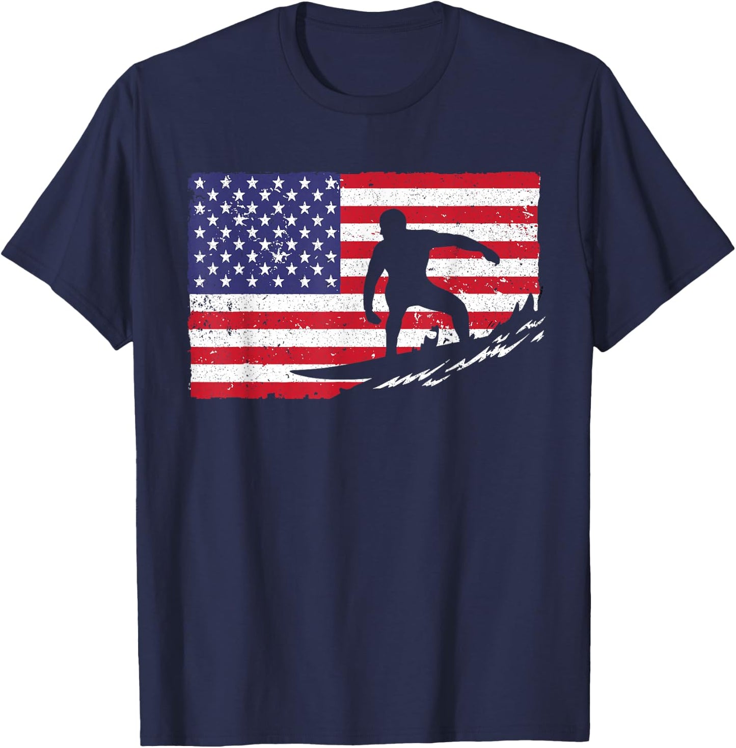 Cool Surfing Women 4th of July American Flag Surfer T-Shirt - T-Shirt | Navy