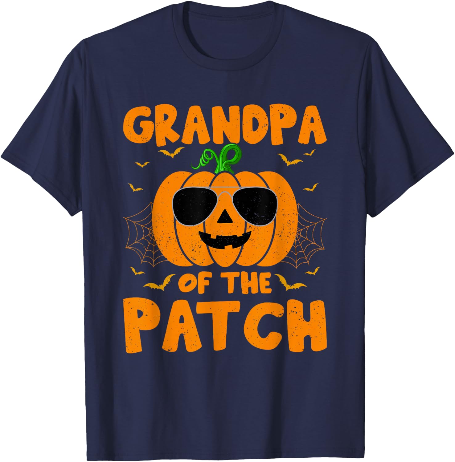 Pumpkin Grandpa Of The Patch Family Group Costume Halloween T-Shirt - T-Shirt | Navy