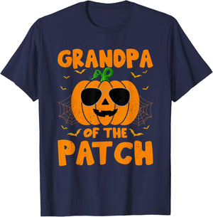 Pumpkin Grandpa Of The Patch Family Group Costume Halloween T-Shirt - T-Shirt | Navy