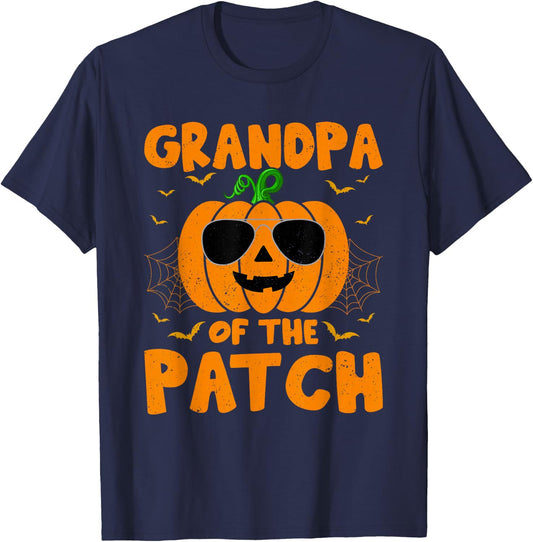 Pumpkin Grandpa Of The Patch Family Group Costume Halloween T-Shirt - T-Shirt | Navy