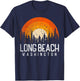 Long Beach Washington WA Shirt Retro 70s 80s Vintage Gift T-Shirt - T-Shirt | Navy