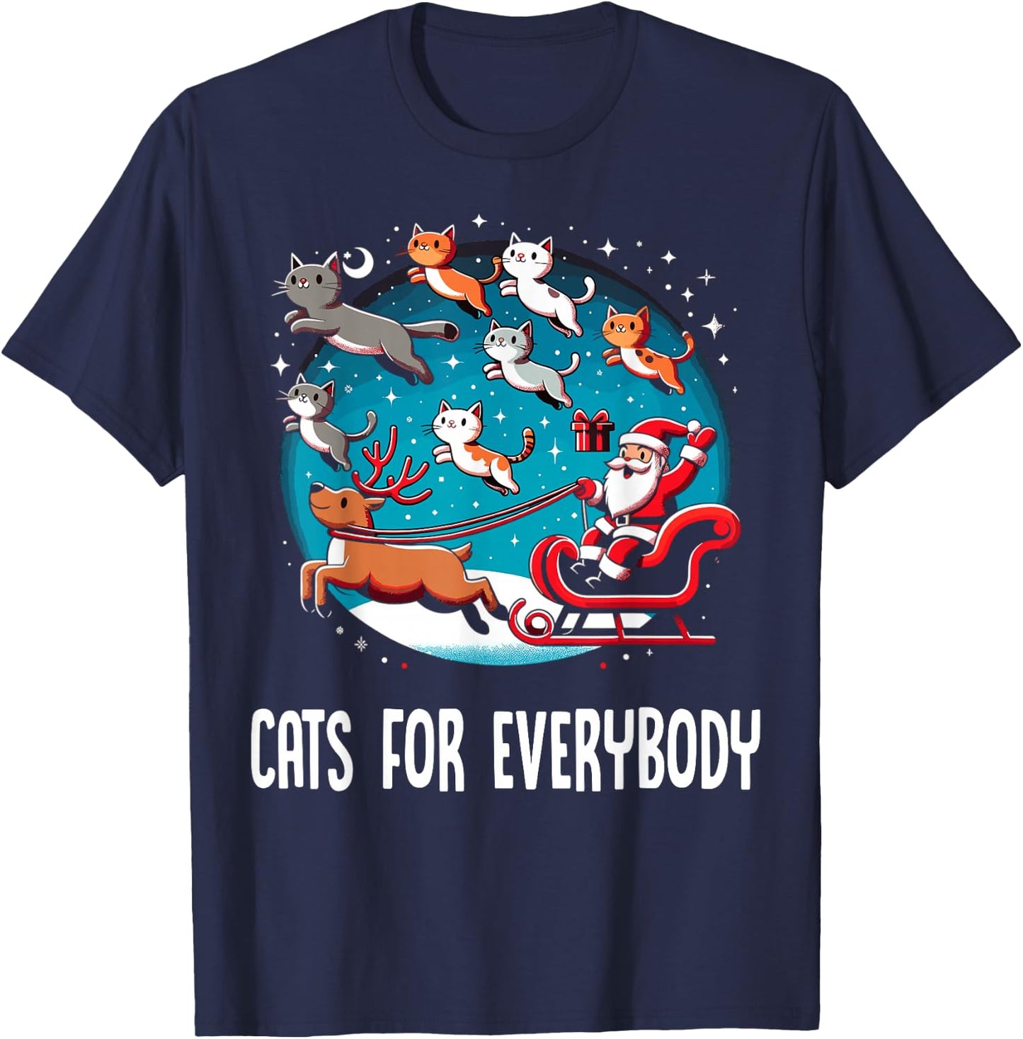Xmas Cats For Everybody Christmas Cat T-Shirt - T-Shirt | Navy