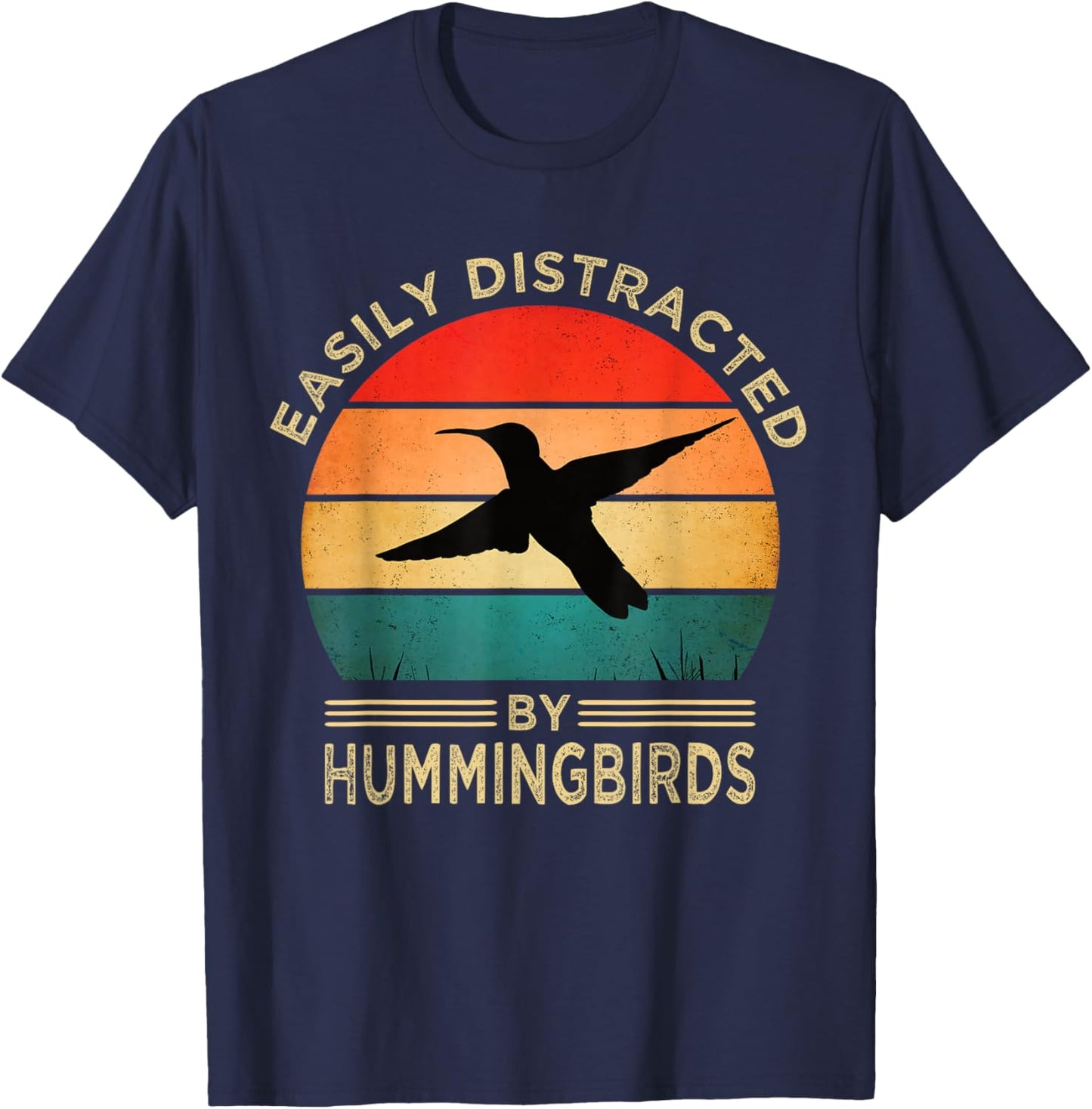 Easily Distracted By Hummingbirds T-Shirt - T-Shirt | Navy