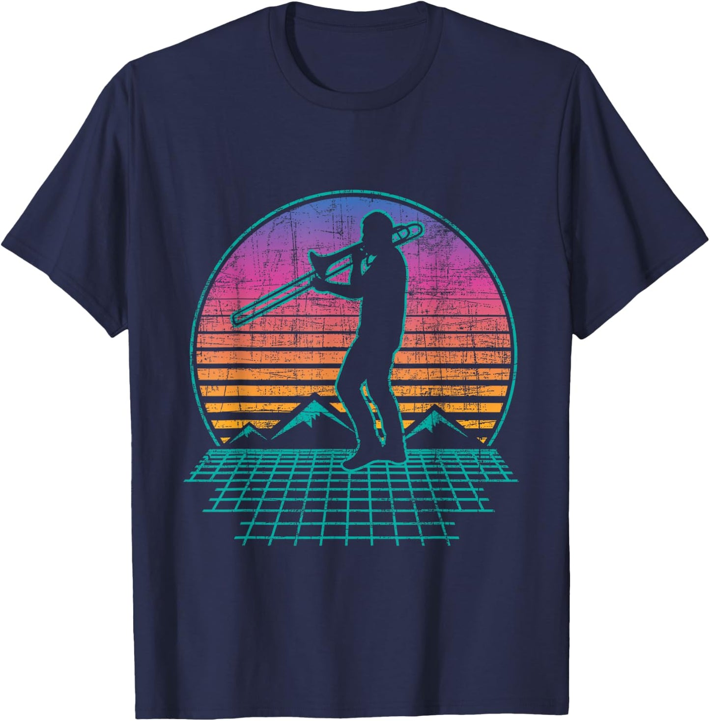 Retro Vintage Trombone Player - Trombonist Jazz Music Lover T-Shirt - T-Shirt | Navy
