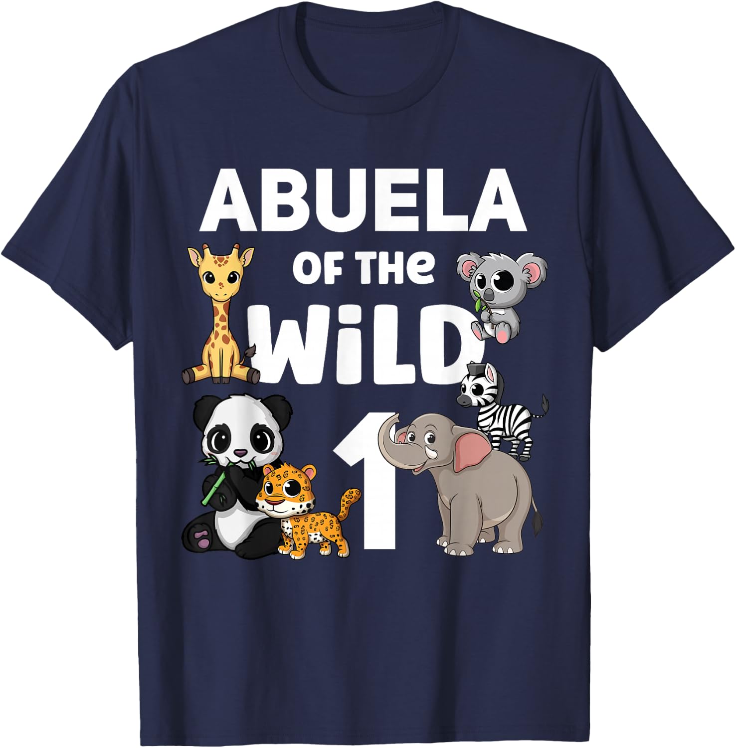 Abuela of the Wild One Zoo 1st Birthday Party Safari Jungle T-Shirt - T-Shirt | Navy