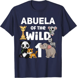 Abuela of the Wild One Zoo 1st Birthday Party Safari Jungle T-Shirt - T-Shirt | Navy