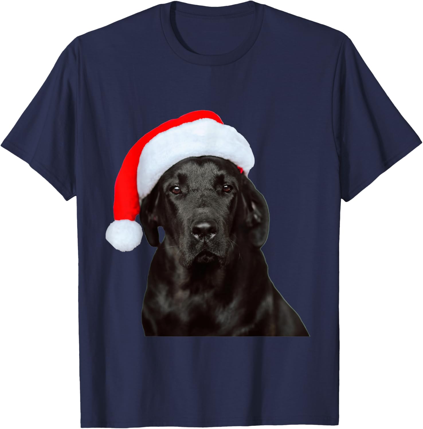 Cute Black Lab Santa Hat Image Christmas Dog Labrador Women Kids T-Shirt - T-Shirt | Navy