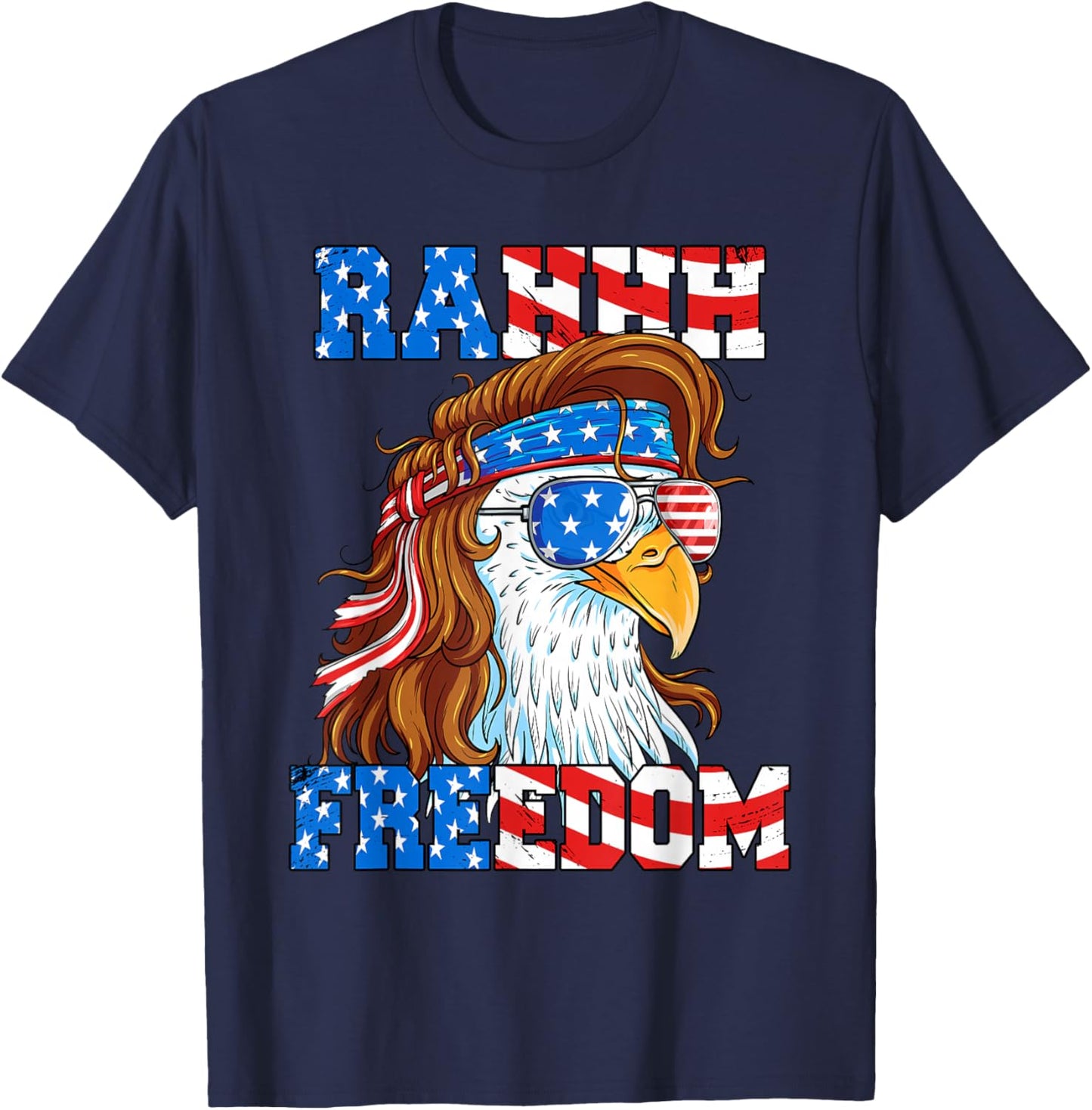 Rahhh Freedom Eagle 4th of July American Flag Usa Meme T-Shirt - T-Shirt | Navy