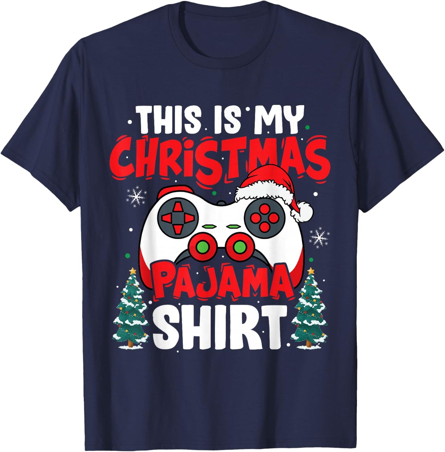 This is My Christmas Pajama Video Game Gamer Boys Teens T-Shirt - T-Shirt | Navy
