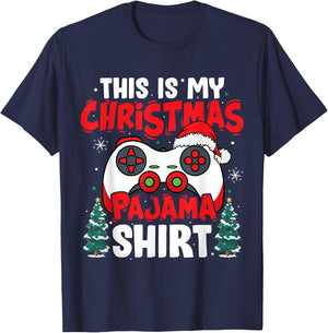 This is My Christmas Pajama Video Game Gamer Boys Teens T-Shirt - T-Shirt | Navy
