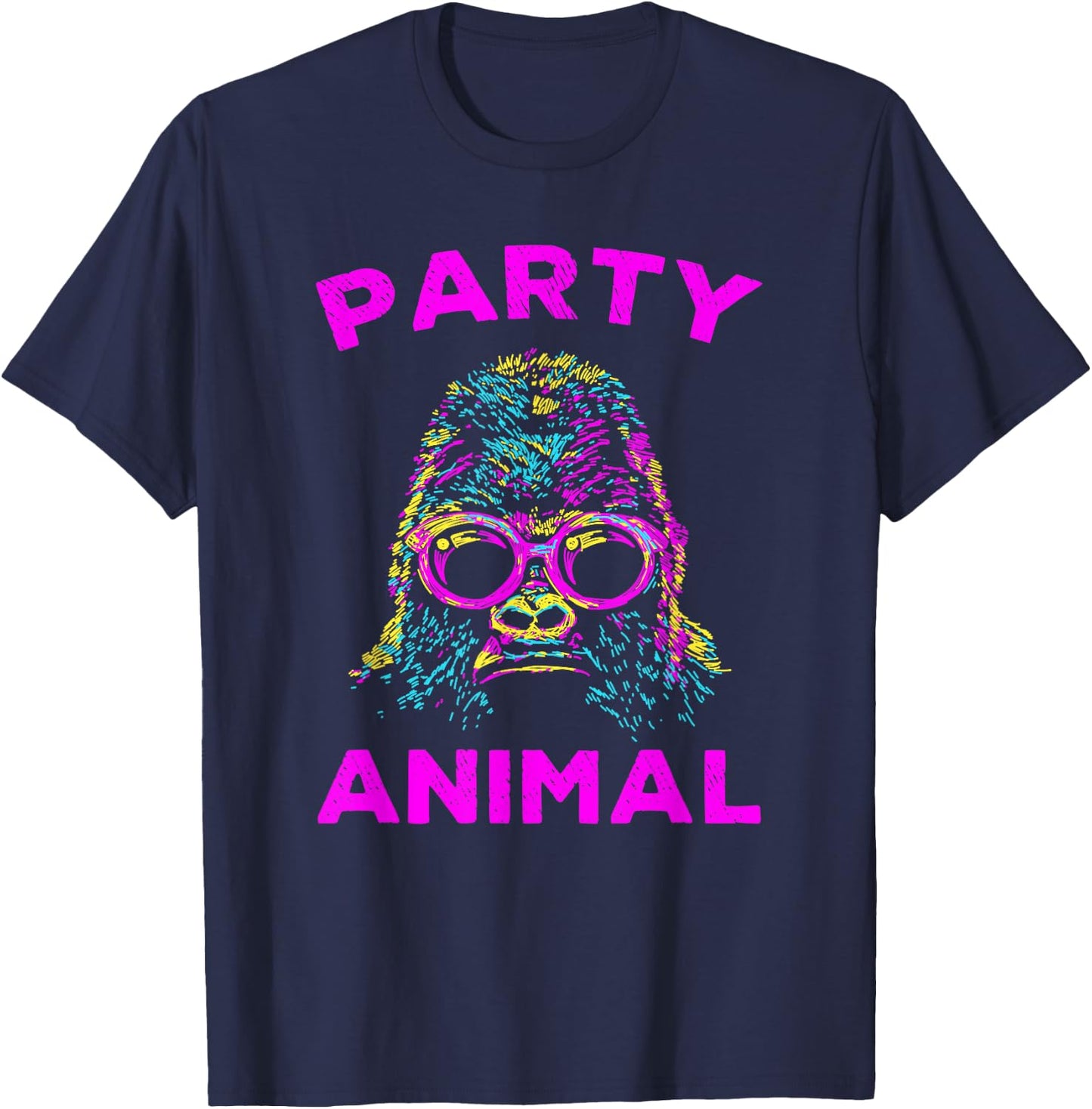 Cute Gorilla Party Animal Lover Colorful Monkey T-Shirt - T-Shirt | Navy