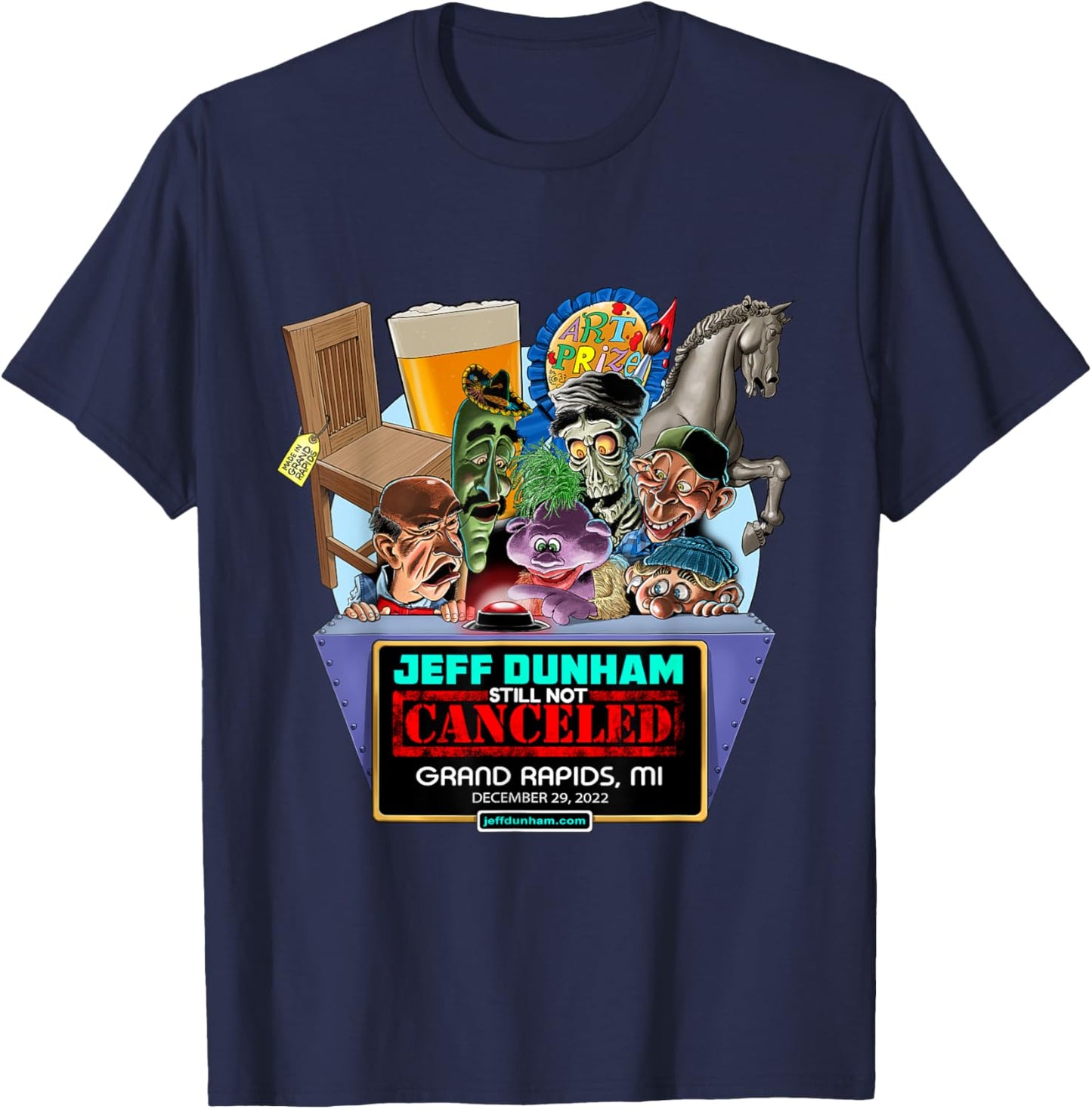 Jeff Dunham Grand Rapids, MI (2022) T-Shirt - T-Shirt | Navy