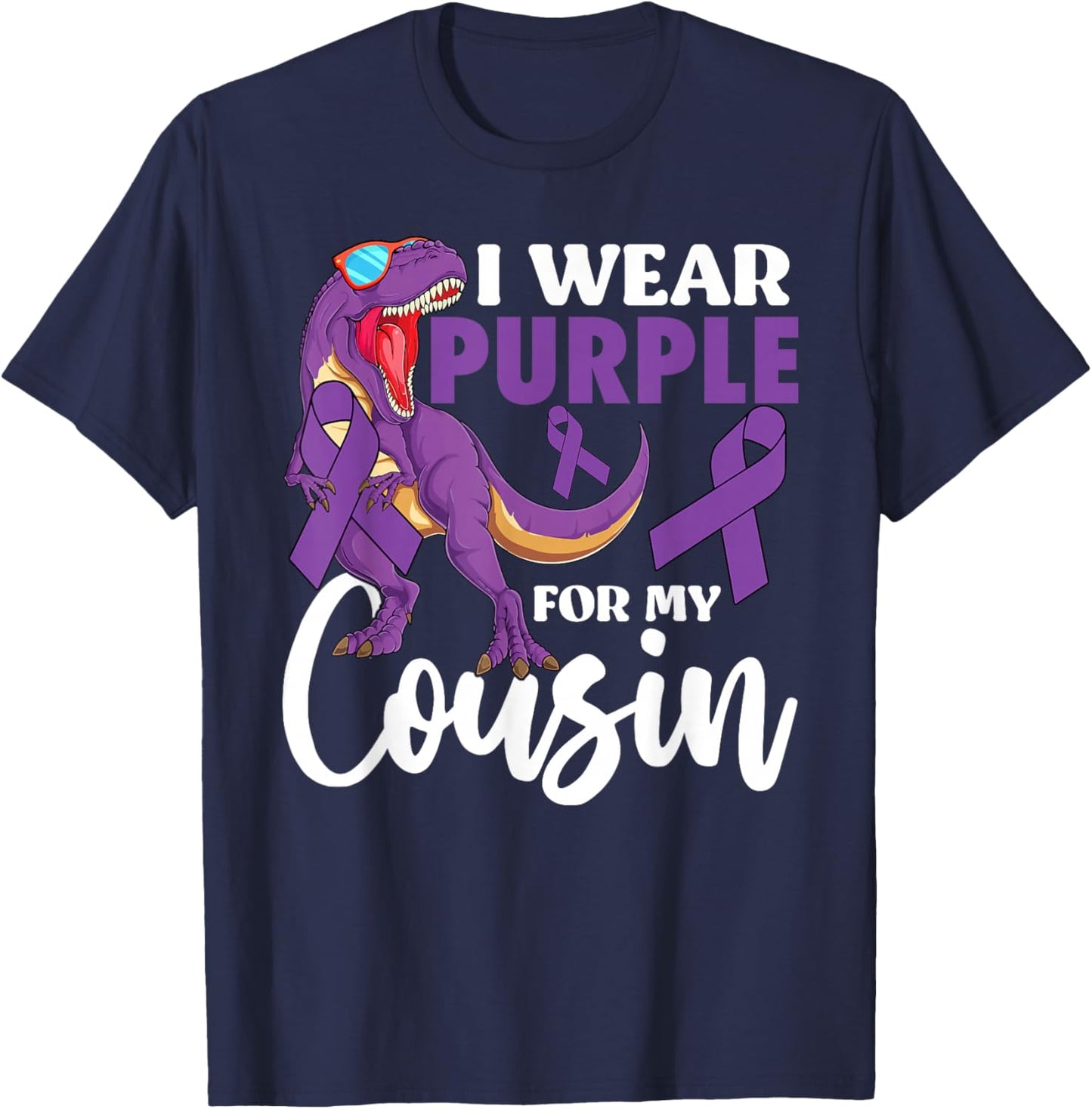 I Wear Purple For My Cousin Epilepsy Awareness Boho Rainbow T-Shirt - T-Shirt | Navy