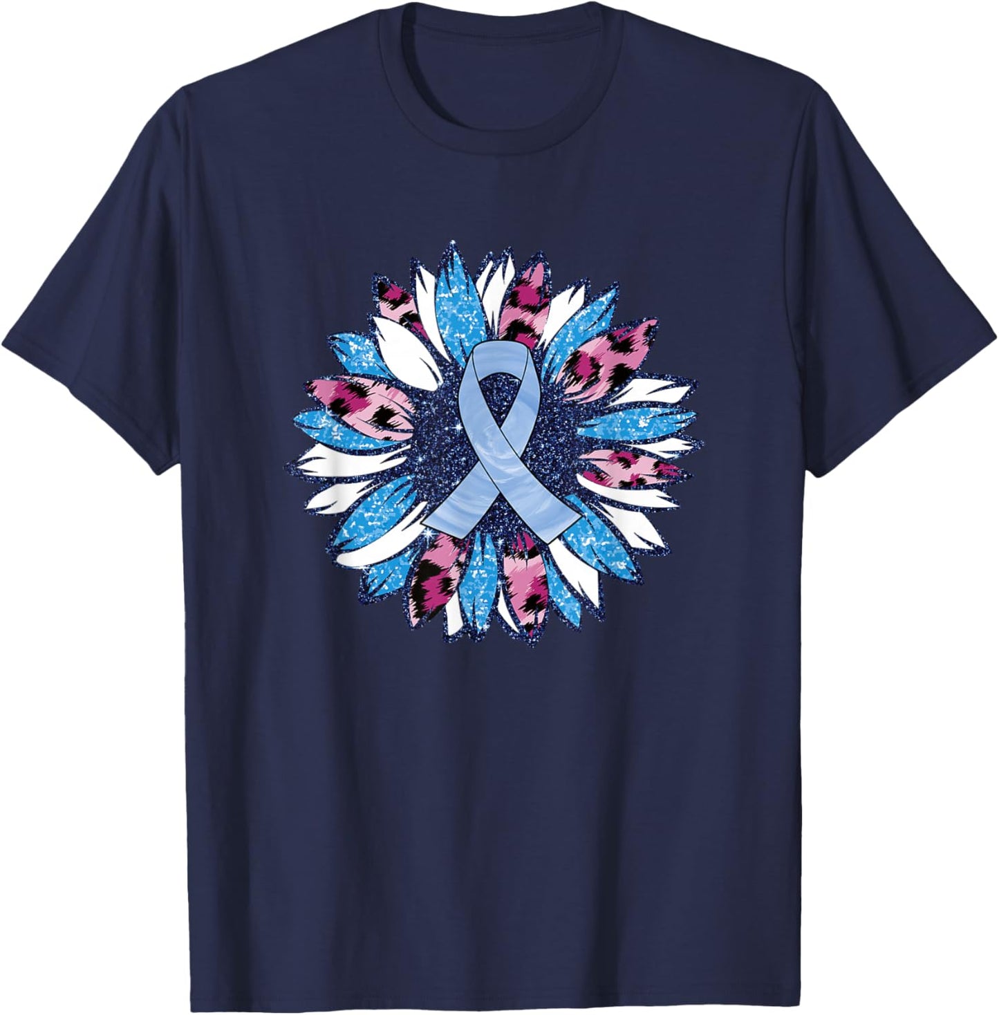 Blue Sunflower Diabetes Awareness Men Women Warrior T-Shirt - T-Shirt | Navy