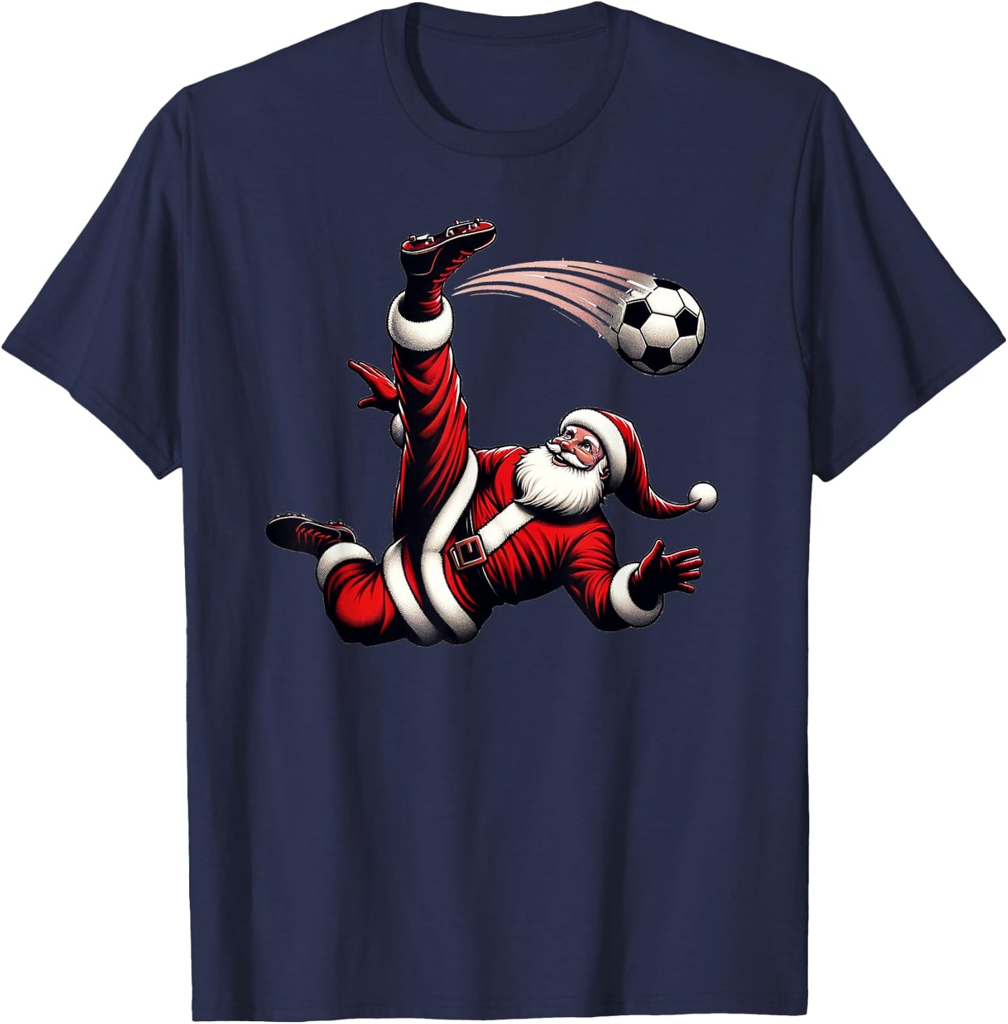 Christmas Soccer Santa Bicycle Kick Xmas Goal Boys Men Fan T-Shirt - T-Shirt | Navy