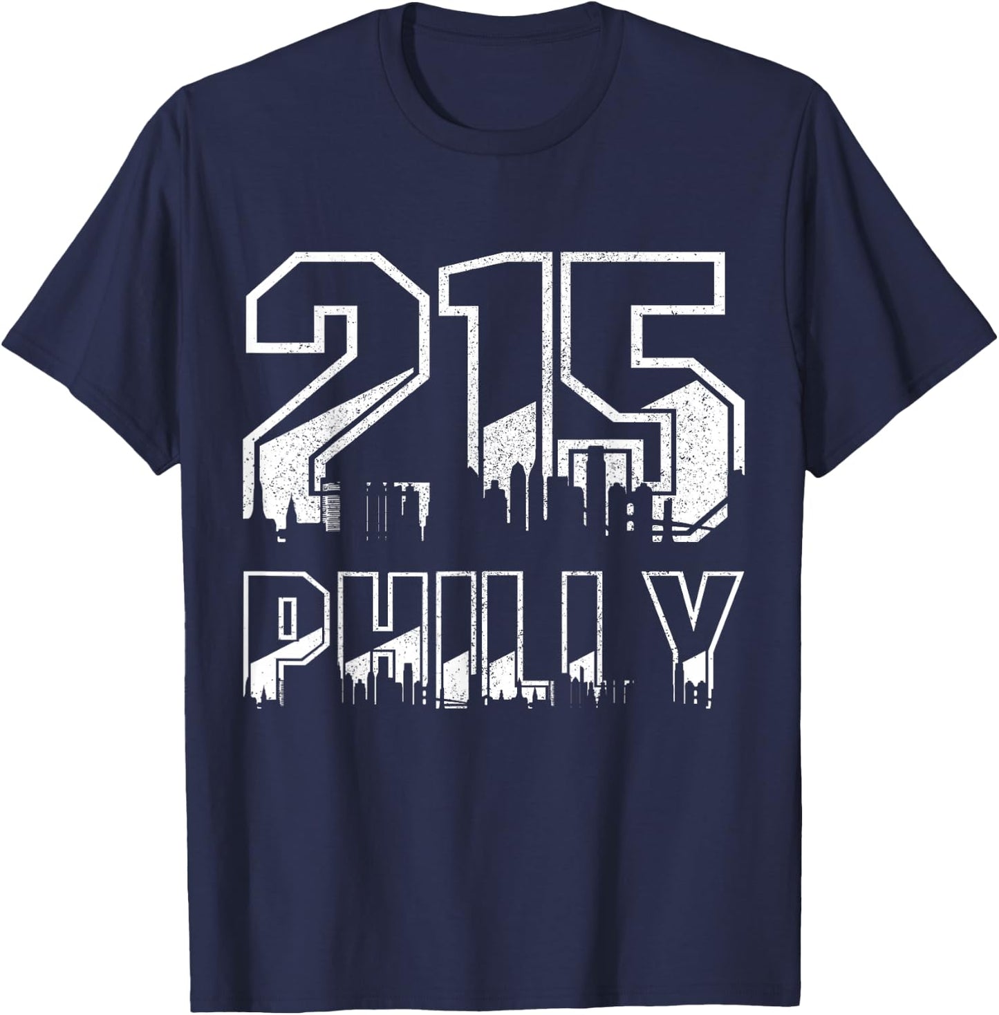 Philadelphia Pennsylvania Philly 215 Area Code Pride Skyline T-Shirt - T-Shirt | Navy