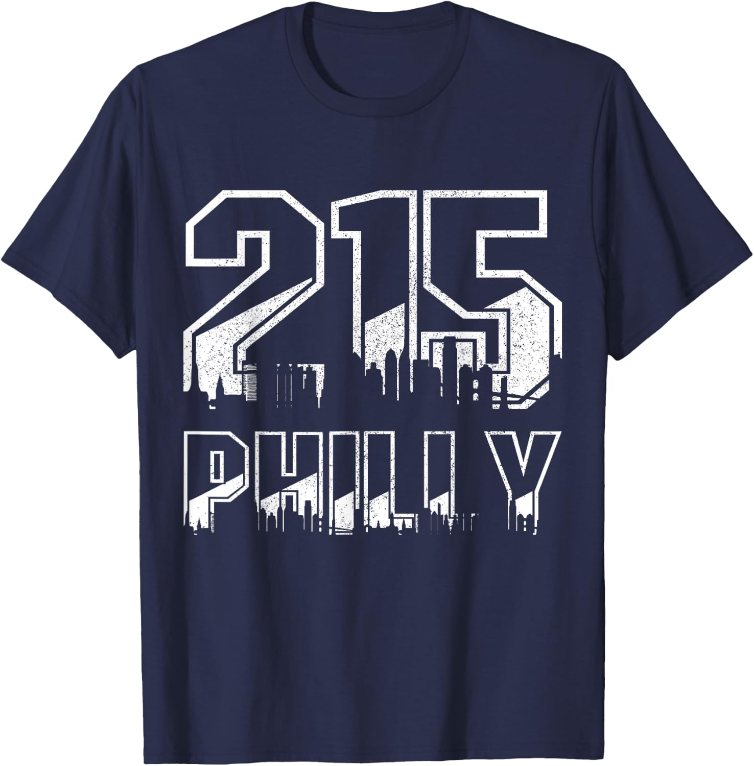 Philadelphia Pennsylvania Philly 215 Area Code Pride Skyline T-Shirt - T-Shirt | Navy