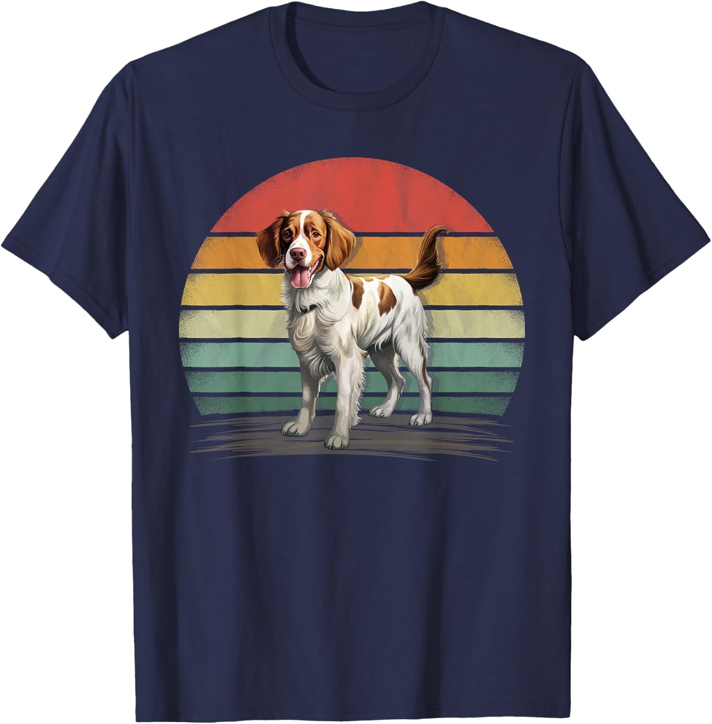 Retro Style Distressed Vintage Brittany Spaniel Dog T-Shirt - T-Shirt | Navy