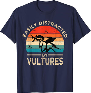 Easily Distracted By Vultures Vintage Funny Vulture T-Shirt - T-Shirt | Navy