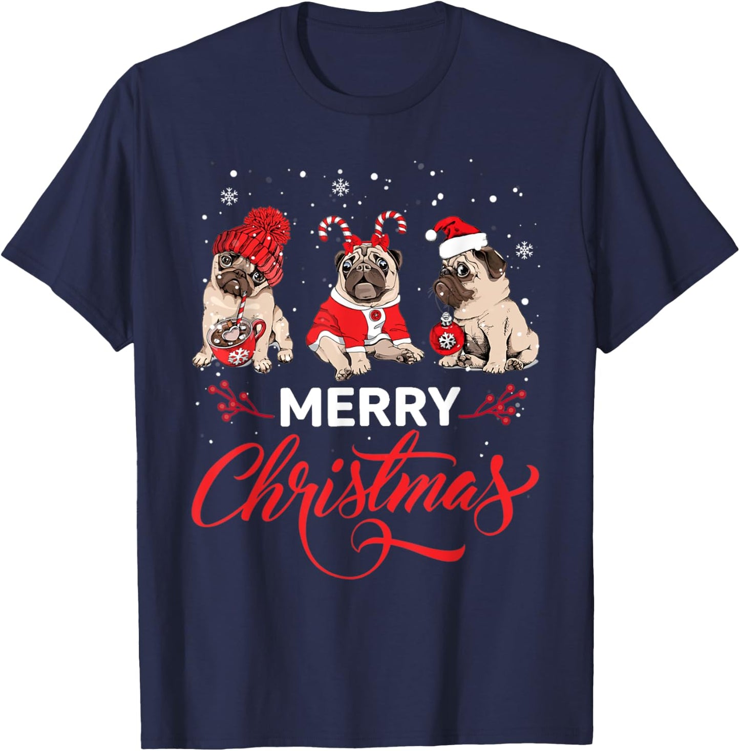 Pug Ugly Christmas Sweater Men Kids Dog Lover T-Shirt - T-Shirt | Navy
